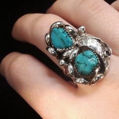 Vintage Mashallah Quraishi Sterling Silver Turquoise Ring Southwest Sz 5.5