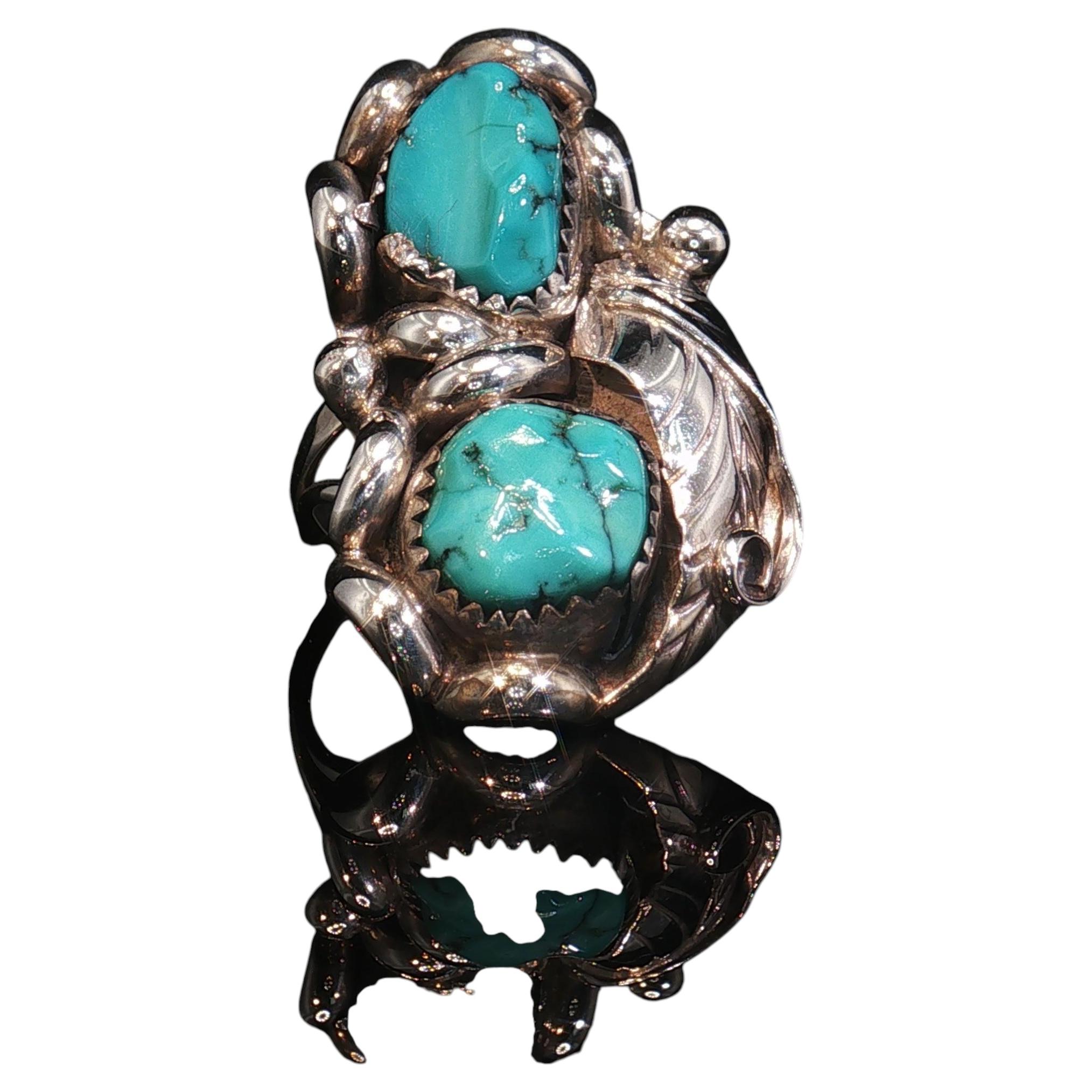 Vintage Mashallah Quraishi Sterling Silver Turquoise Ring Southwest Sz 5.5
