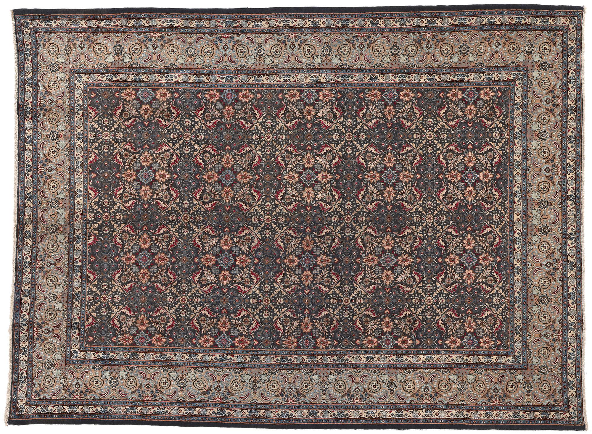 Vintage Mashhad Persian Rug, Traditional Sensibility Meets Regal Charm For Sale 2