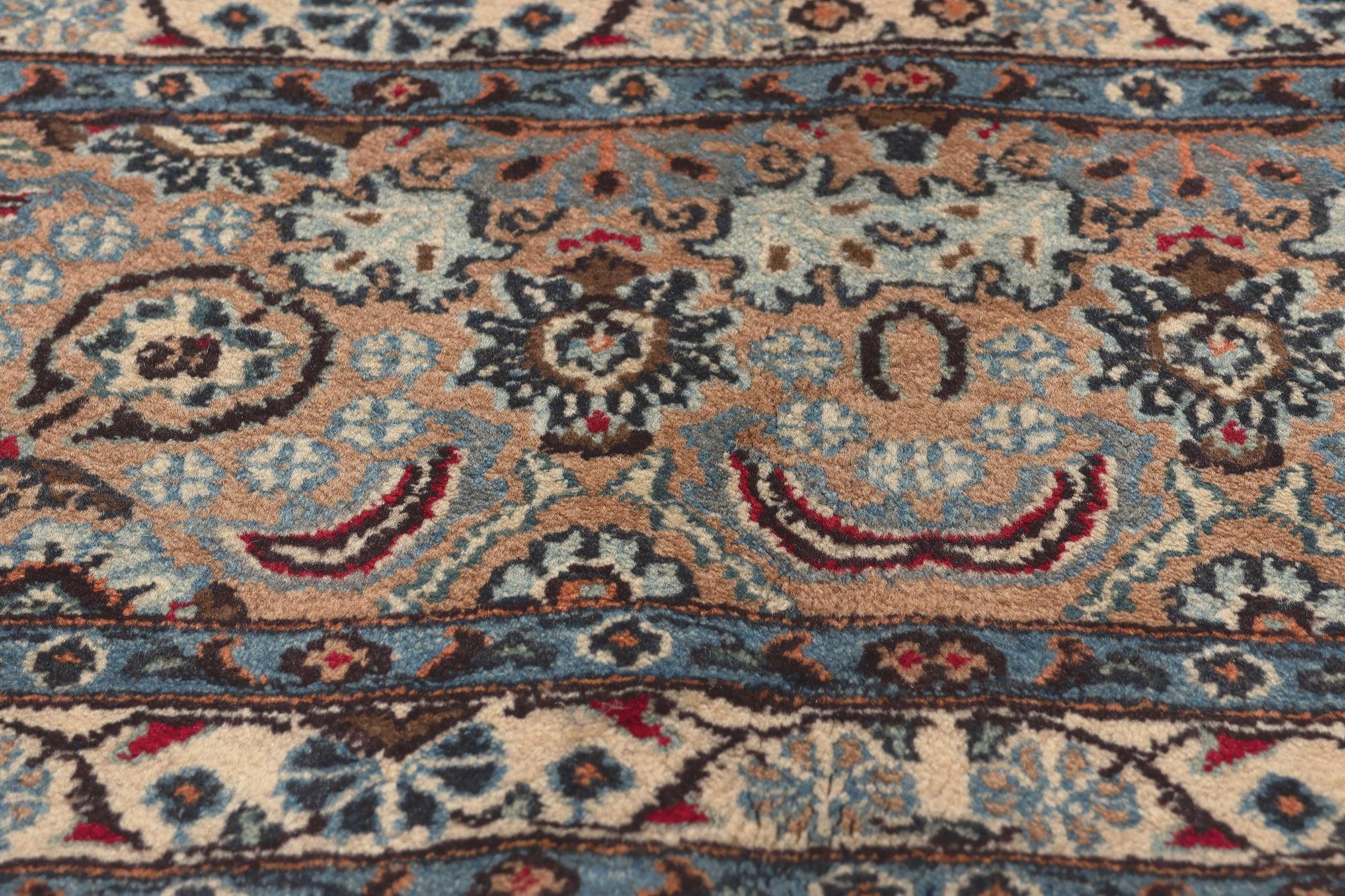 Hand-Knotted Vintage Mashhad Persian Rug, Traditional Sensibility Meets Regal Charm For Sale