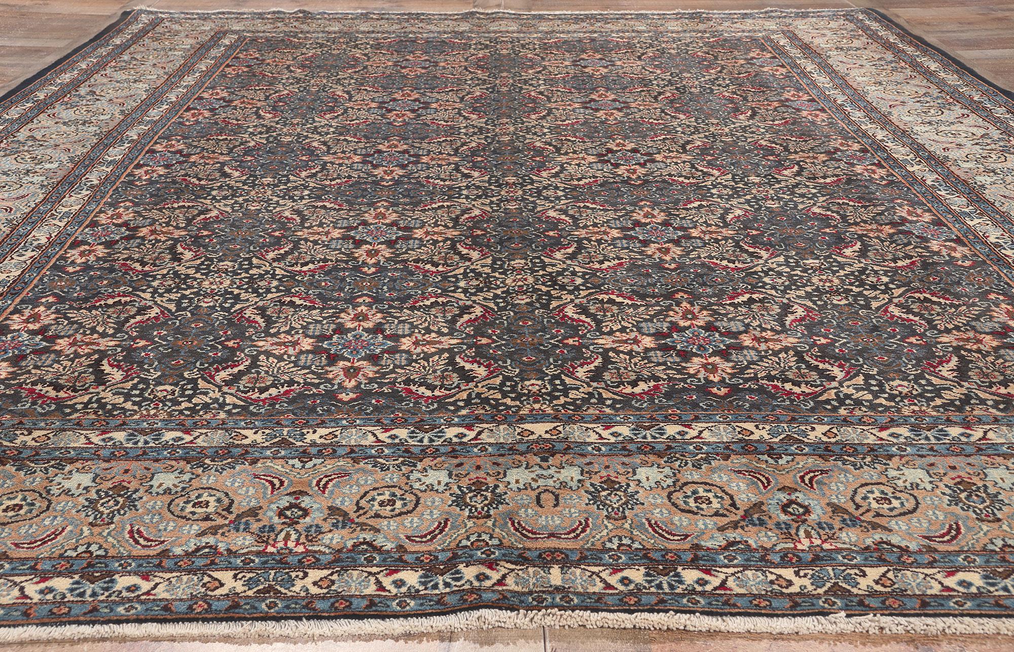 Alfombra persa vintage Mashhad de estilo barroco victoriano siglo XX en venta