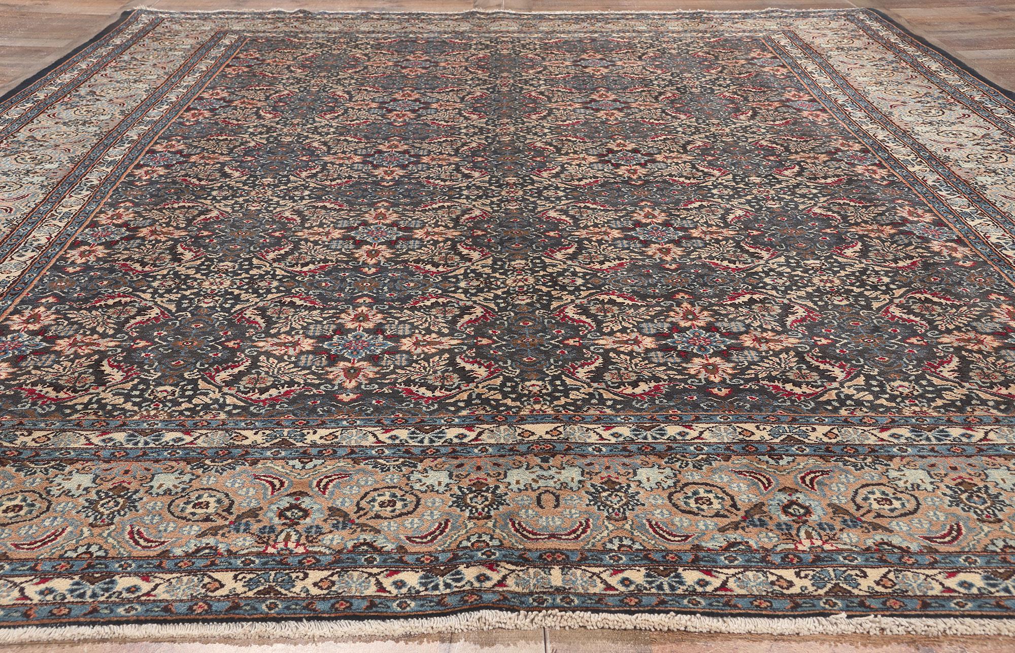 Wool Vintage Mashhad Persian Rug, Traditional Sensibility Meets Regal Charm For Sale