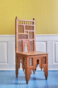 Vintage Mashrabiya Moorish Side Chair in Cedar Wood, England, Early 20th Century