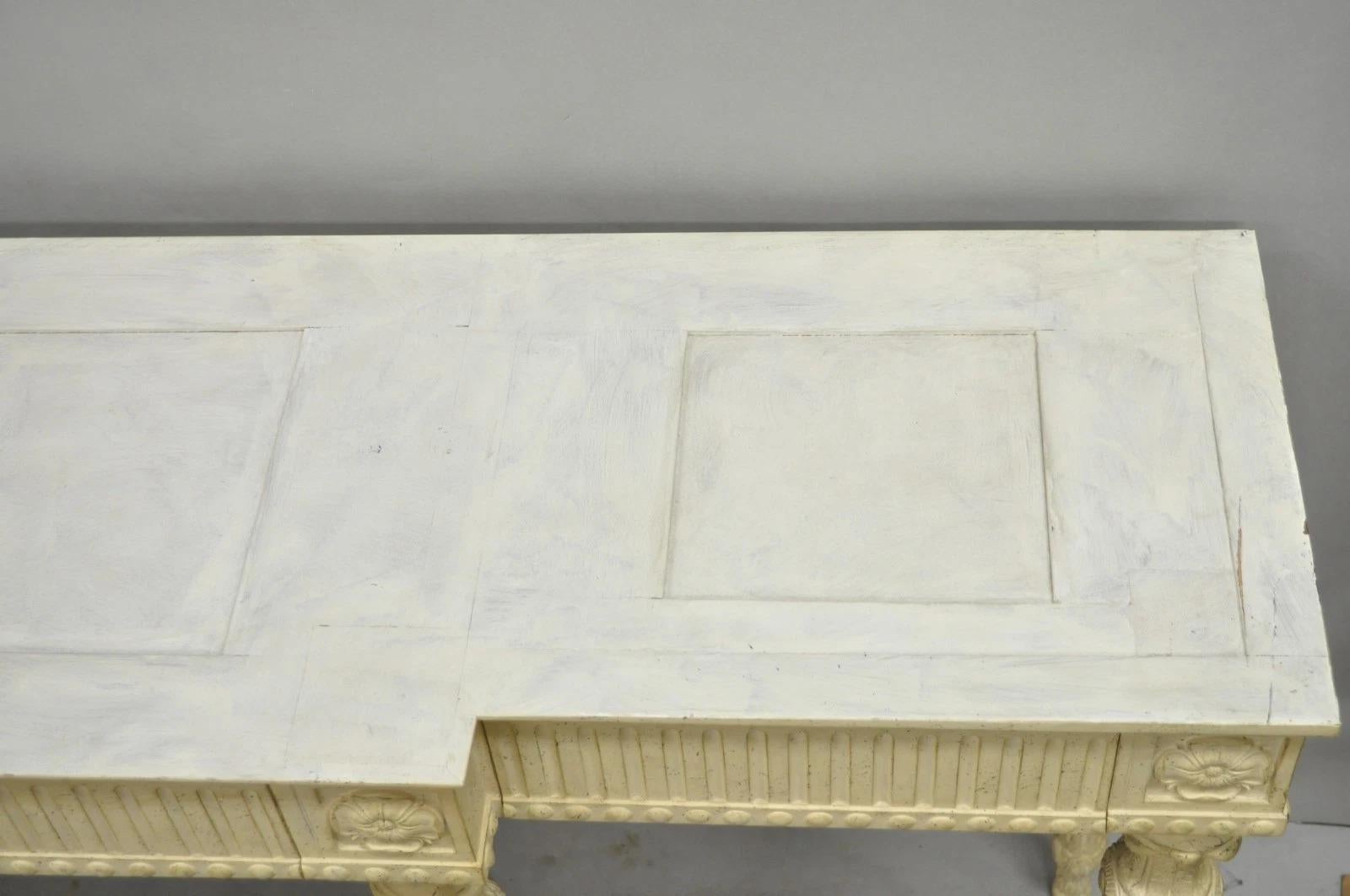 Vintage Maslow Freen English Adams Style White 3 Drawer Sideboard Console Table en vente 4
