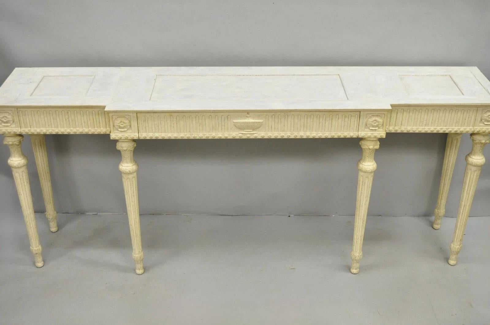 Vintage Maslow Freen English Adams Style White 3 Drawer Sideboard Console Table en vente 5