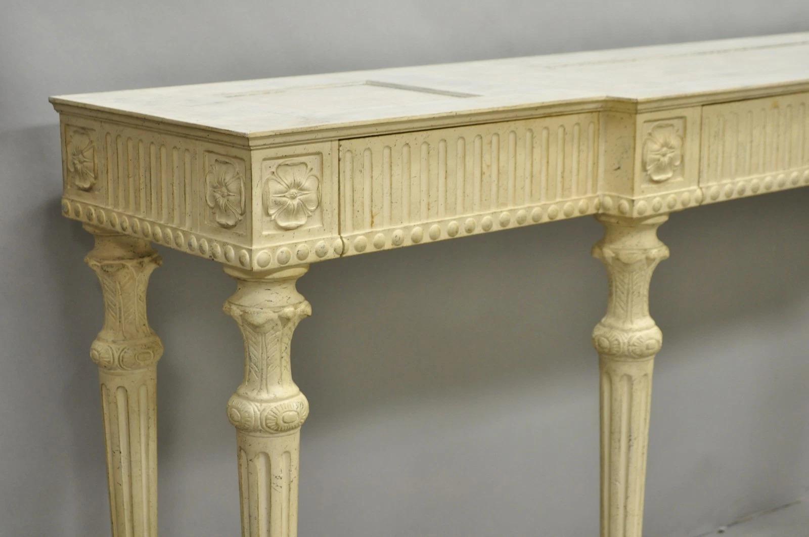Inconnu Vintage Maslow Freen English Adams Style White 3 Drawer Sideboard Console Table en vente
