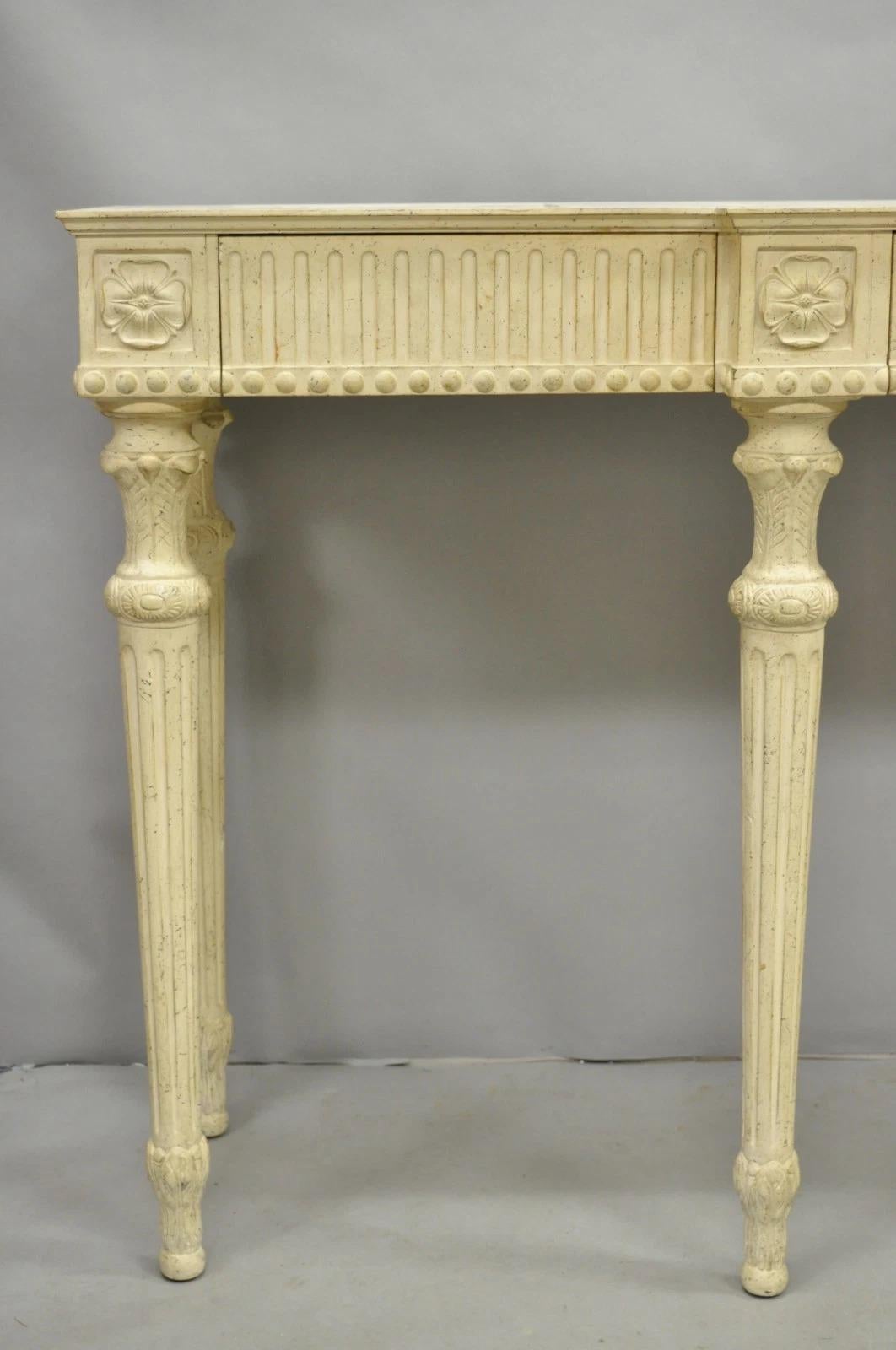 Bois Vintage Maslow Freen English Adams Style White 3 Drawer Sideboard Console Table en vente