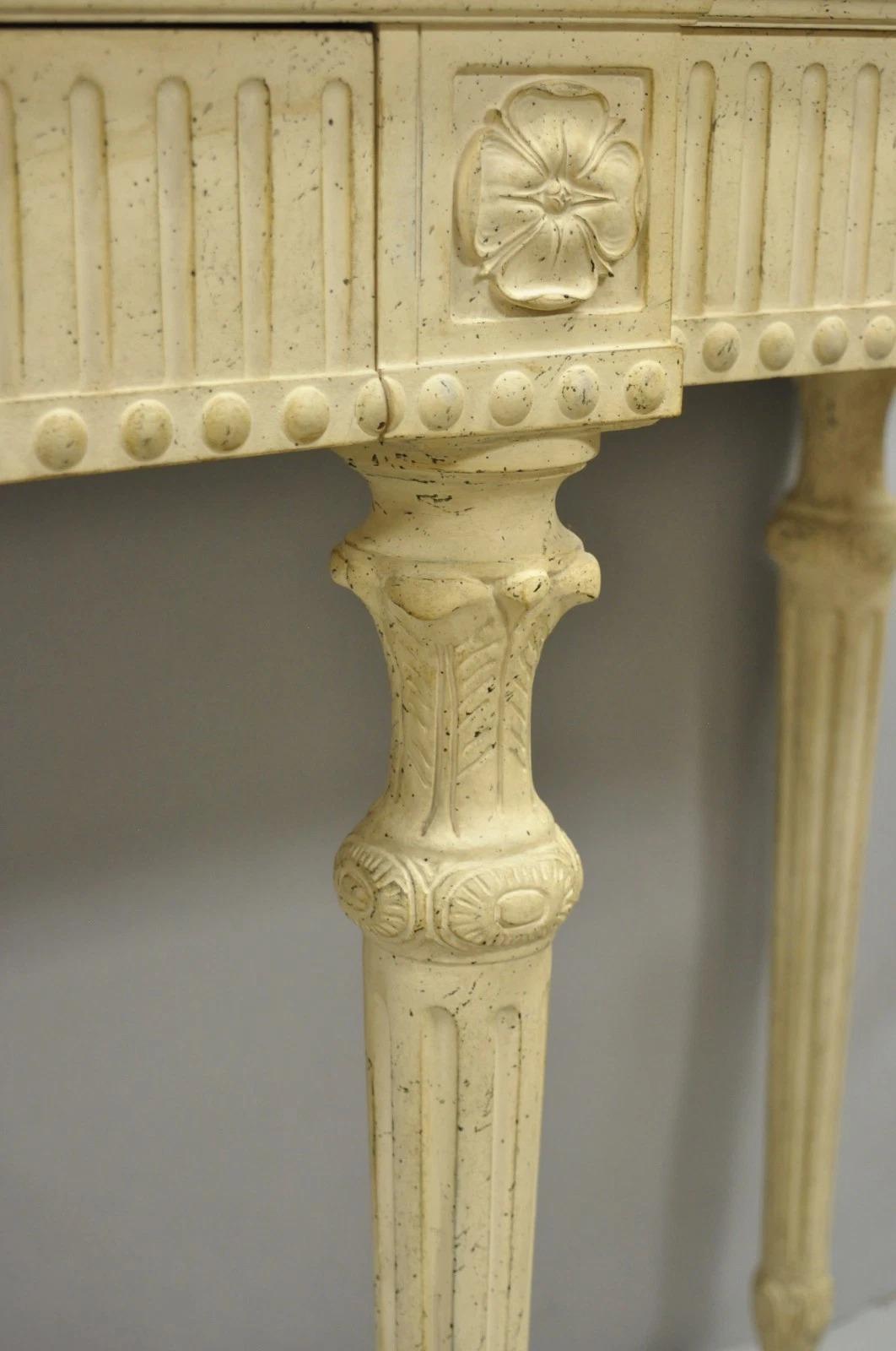 Vintage Maslow Freen English Adams Style White 3 Drawer Sideboard Console Table en vente 1