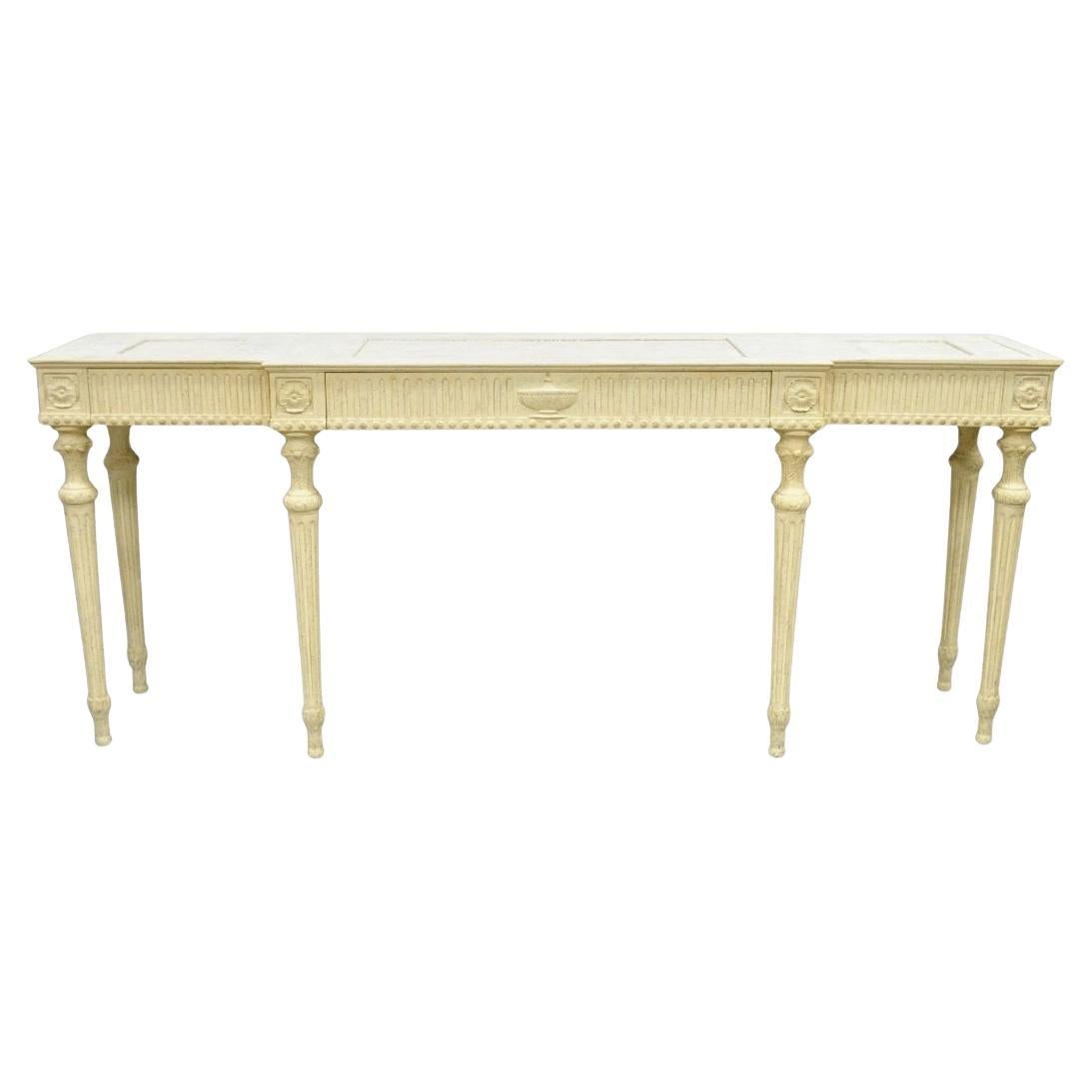 Vintage Maslow Freen English Adams Style White 3 Drawer Sideboard Console Table en vente