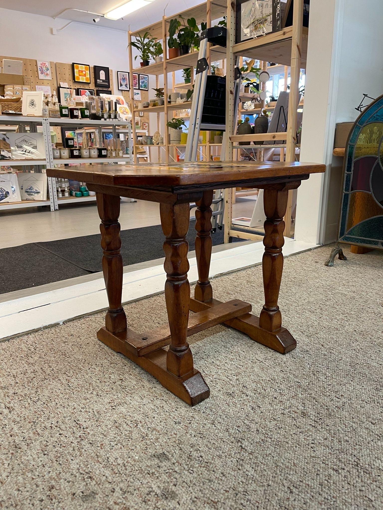 Wood Vintage Mason Monterey California Tile Top Table For Sale