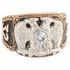 Vintage Masonic 32nd Degree Ring Scottish Rite Diamond Fraternal Jewelry