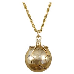 Vintage Masonic Folding Orb Gold and Silver Pendant on 9 Carat Yellow Gold Chain