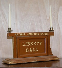 Vintage Masonic Lodge Rotating Sign Liberty Hall Strict Order Candle Holders