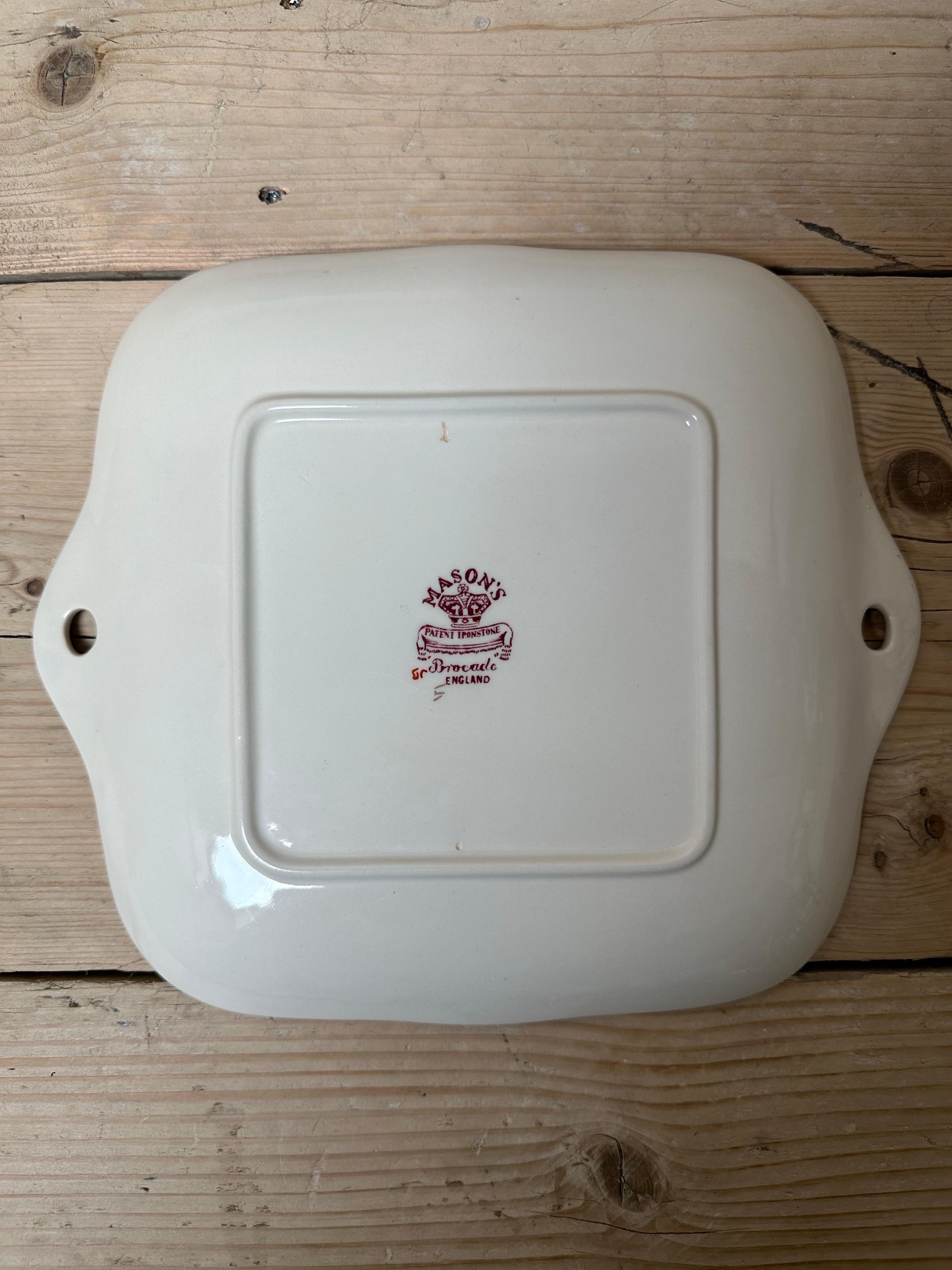 Vintage Mason's Brokat Ironstone Kuchen Servierplatte, vergoldet & Multi Floral im Angebot 5