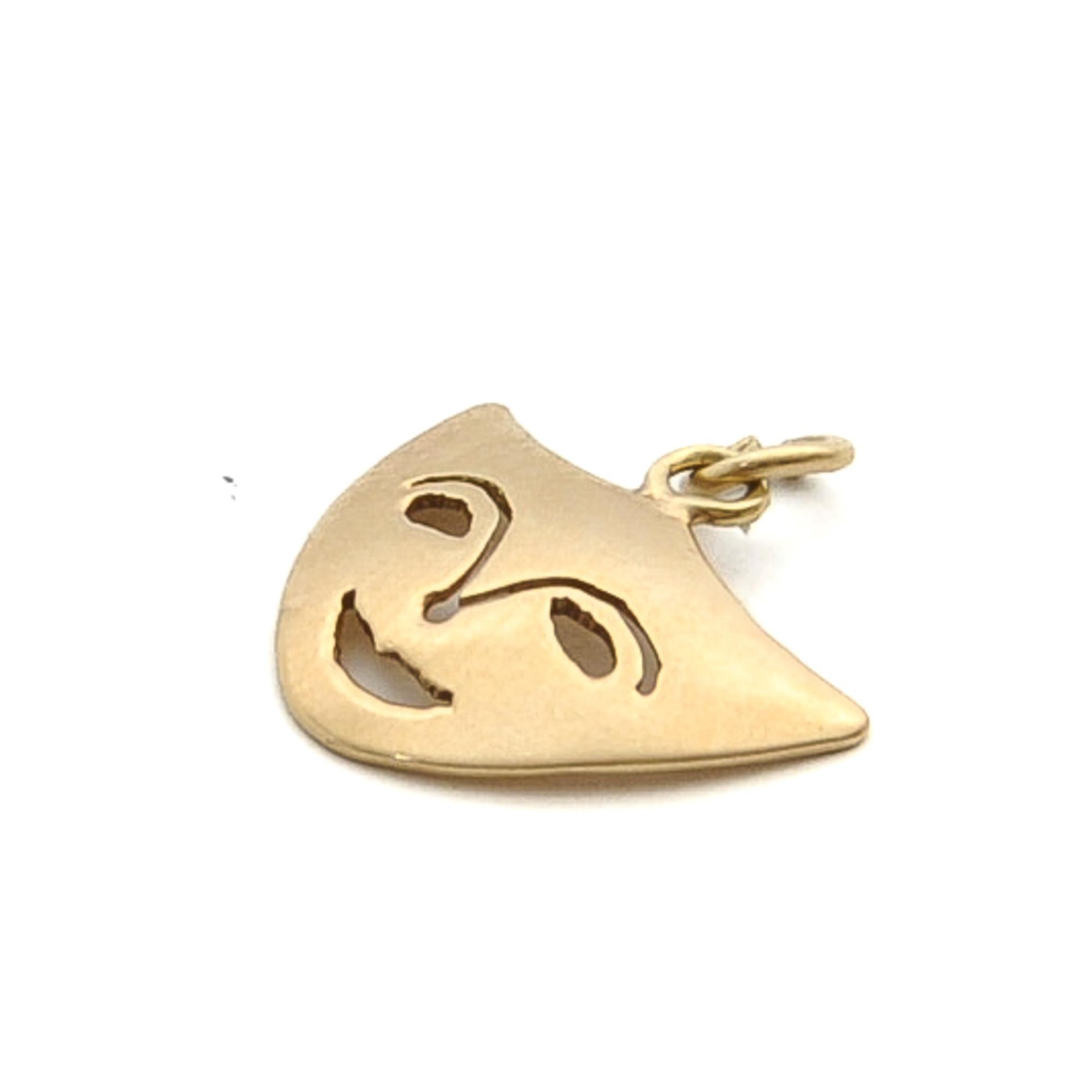 Vintage Masquerade 14K Gold Charm Pendant For Sale 3