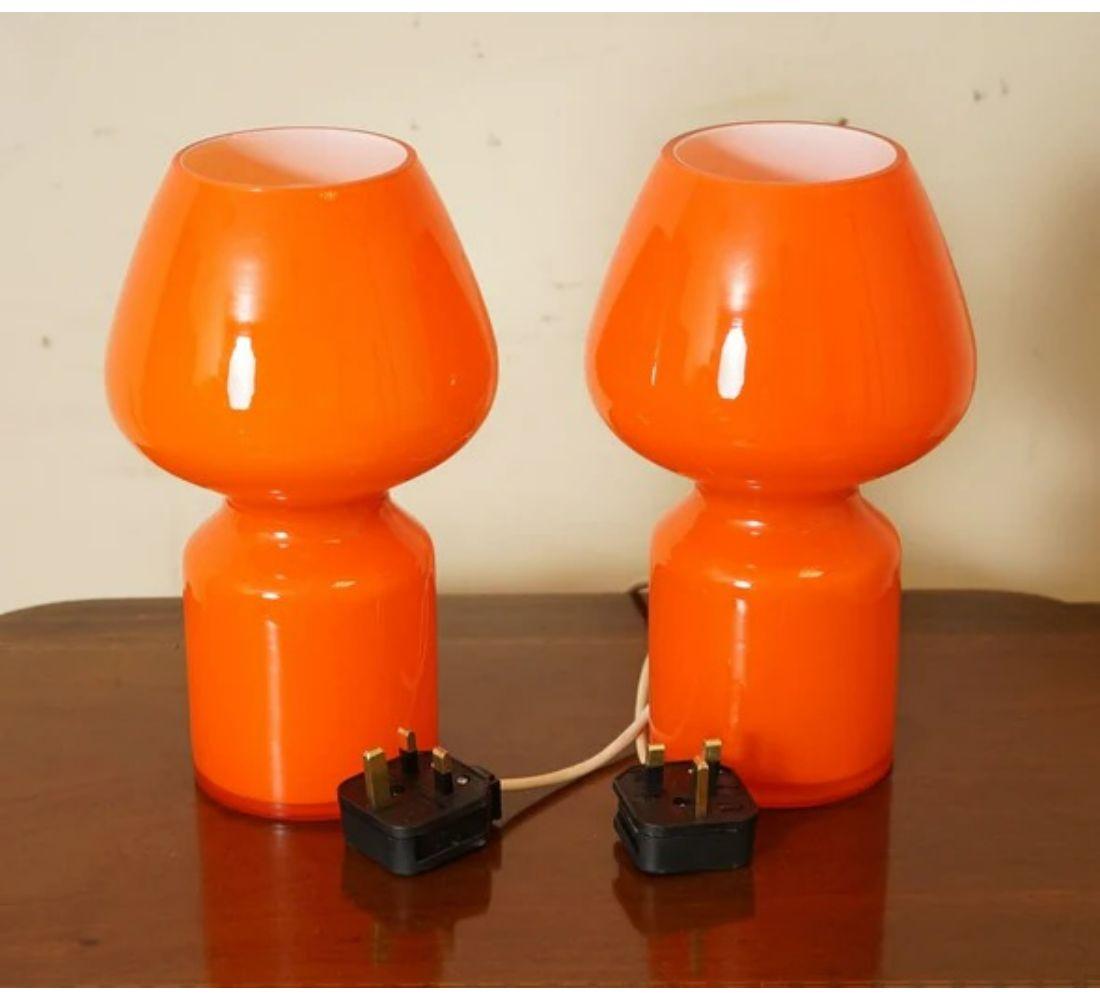 Murano Glass Vintage Massimo Vignelli Style 'Fungo’ Table Lamps 1950s For Sale