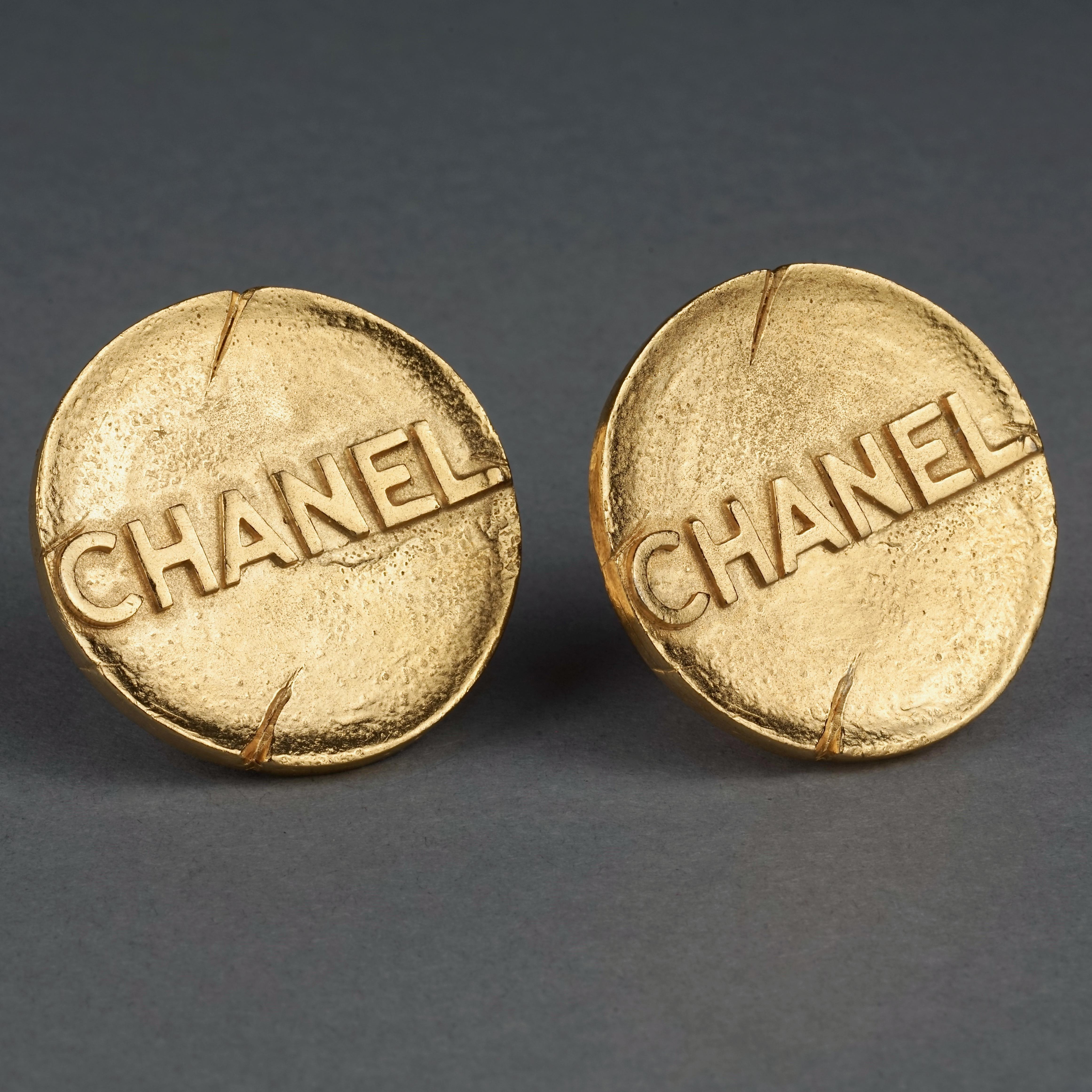 Women's Vintage Massive 1993 CHANEL Spelled Disc Medallion Earrings