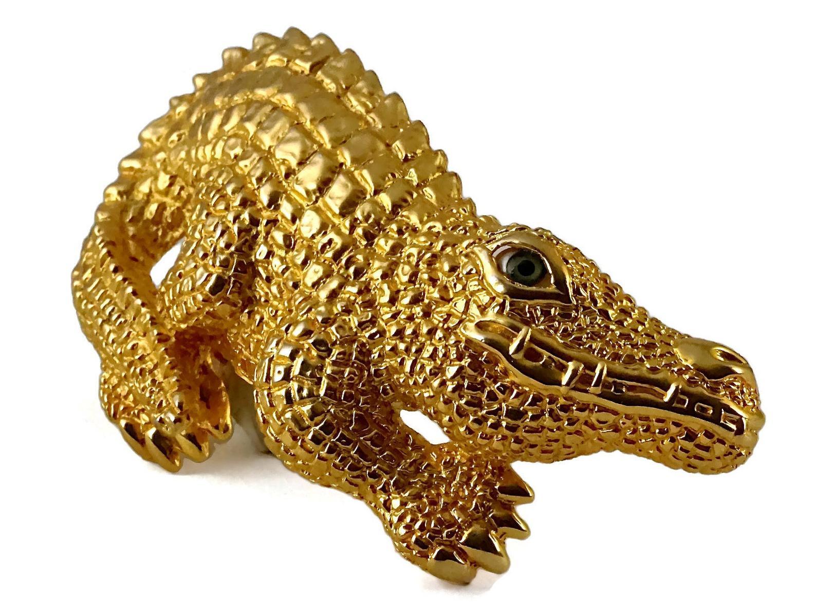 Vintage Massive 1995 MARGARITA BARRERA Sculpture Alligator Belt In Excellent Condition For Sale In Kingersheim, Alsace