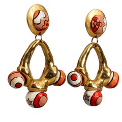 Vintage Massive ALEXIS LAHELLEC Abstract Dangling Earrings