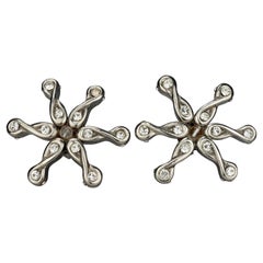 alexis diamante Vintage Massive ALEXIS LAHELLEC Paris Rhinestone Flower Silver Earrings