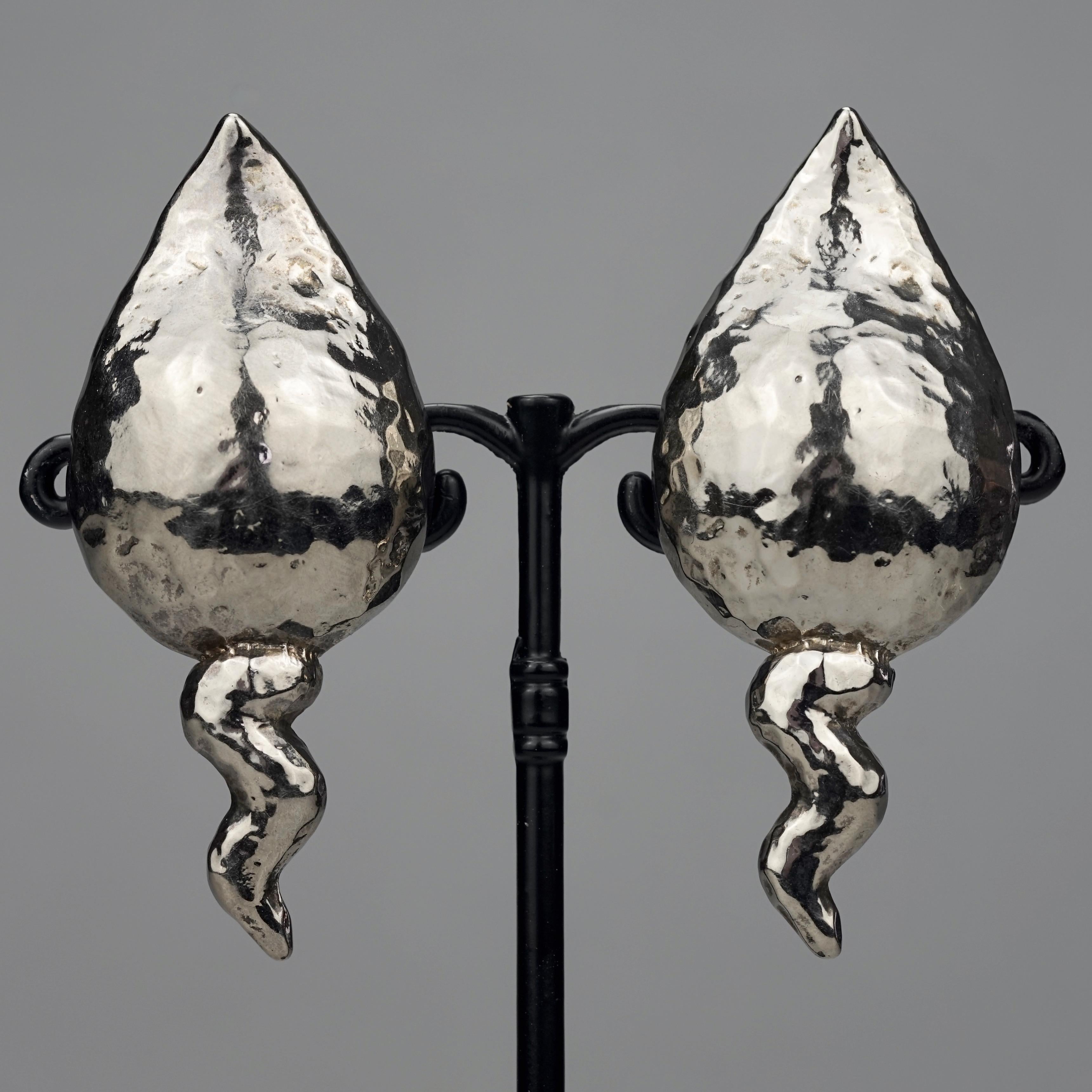 Vintage Massive ALEXIS LAHELLEC Paris Spermatozoa Fertility Silver Earrings 2
