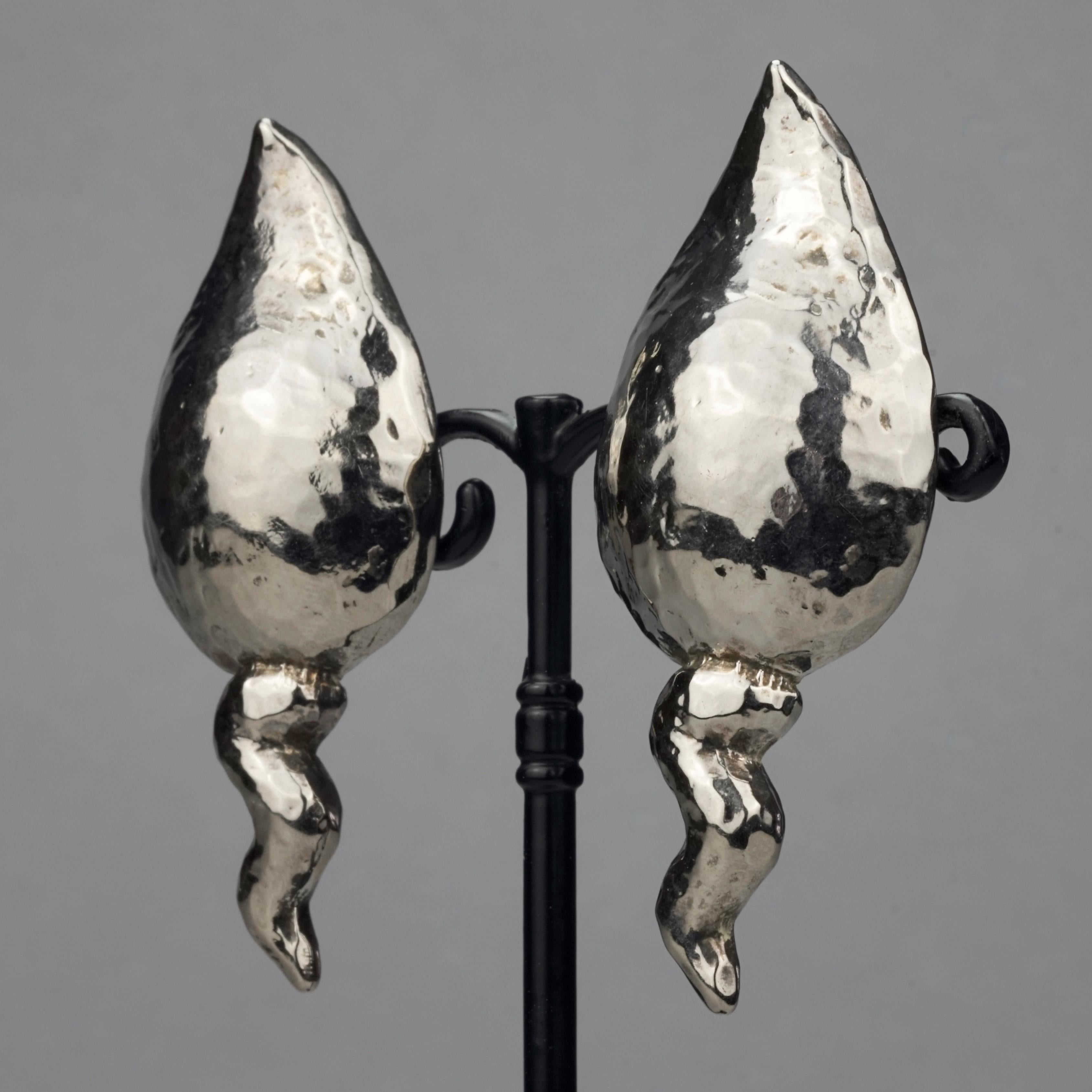 Vintage Massive ALEXIS LAHELLEC Paris Spermatozoa Fertility Silver Earrings 3