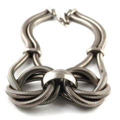 Vintage Massive CELINE Coil Knotted Snake Silver Necklace