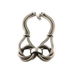 Vintage Massive CELINE Coil Knotted Snake Silver Necklace