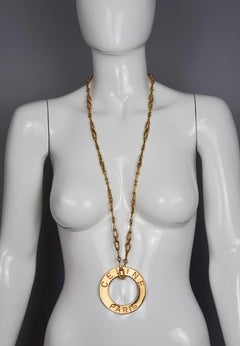 Vintage Massive CELINE PARIS Logo Medallion Pendant Chain Necklace