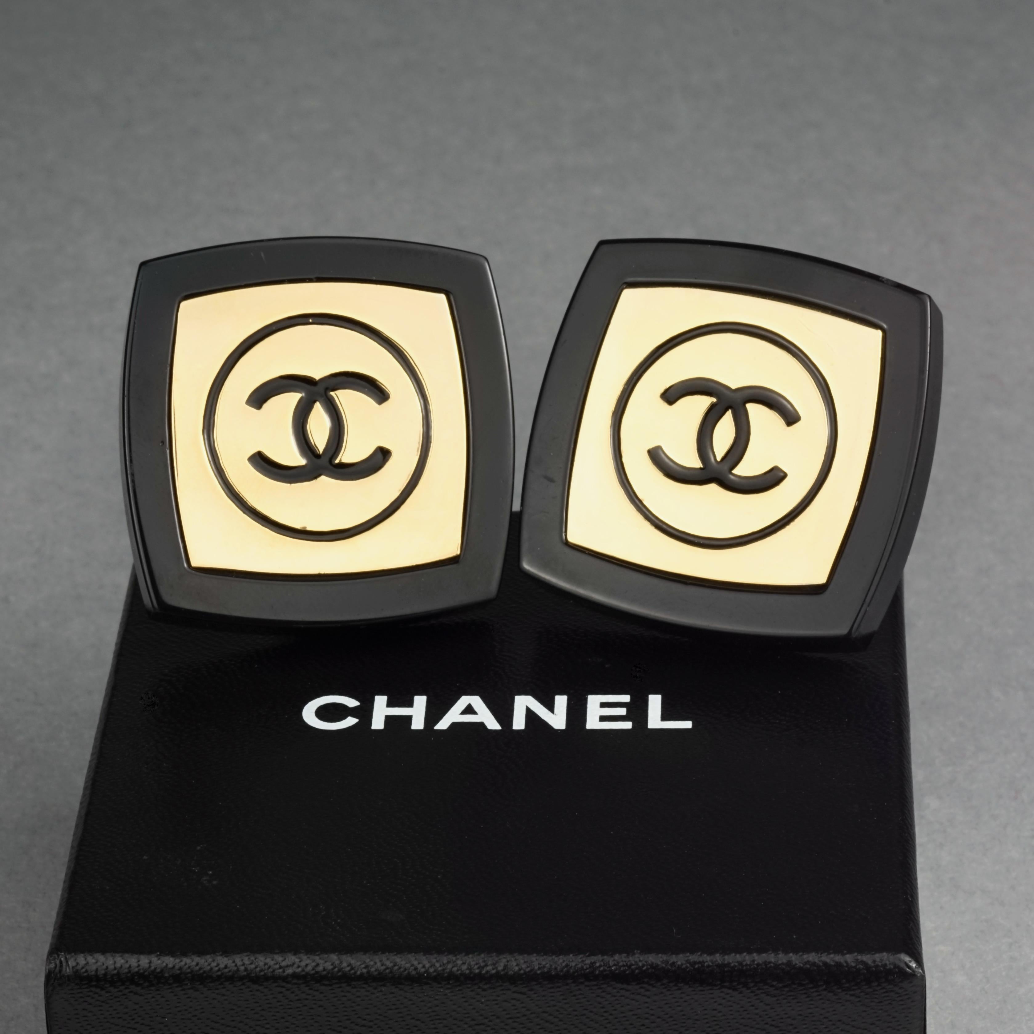 chanel logo earrings
