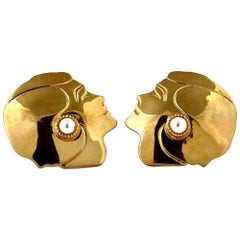 Vintage Massive CHANEL Mademoiselle Profile Earrings