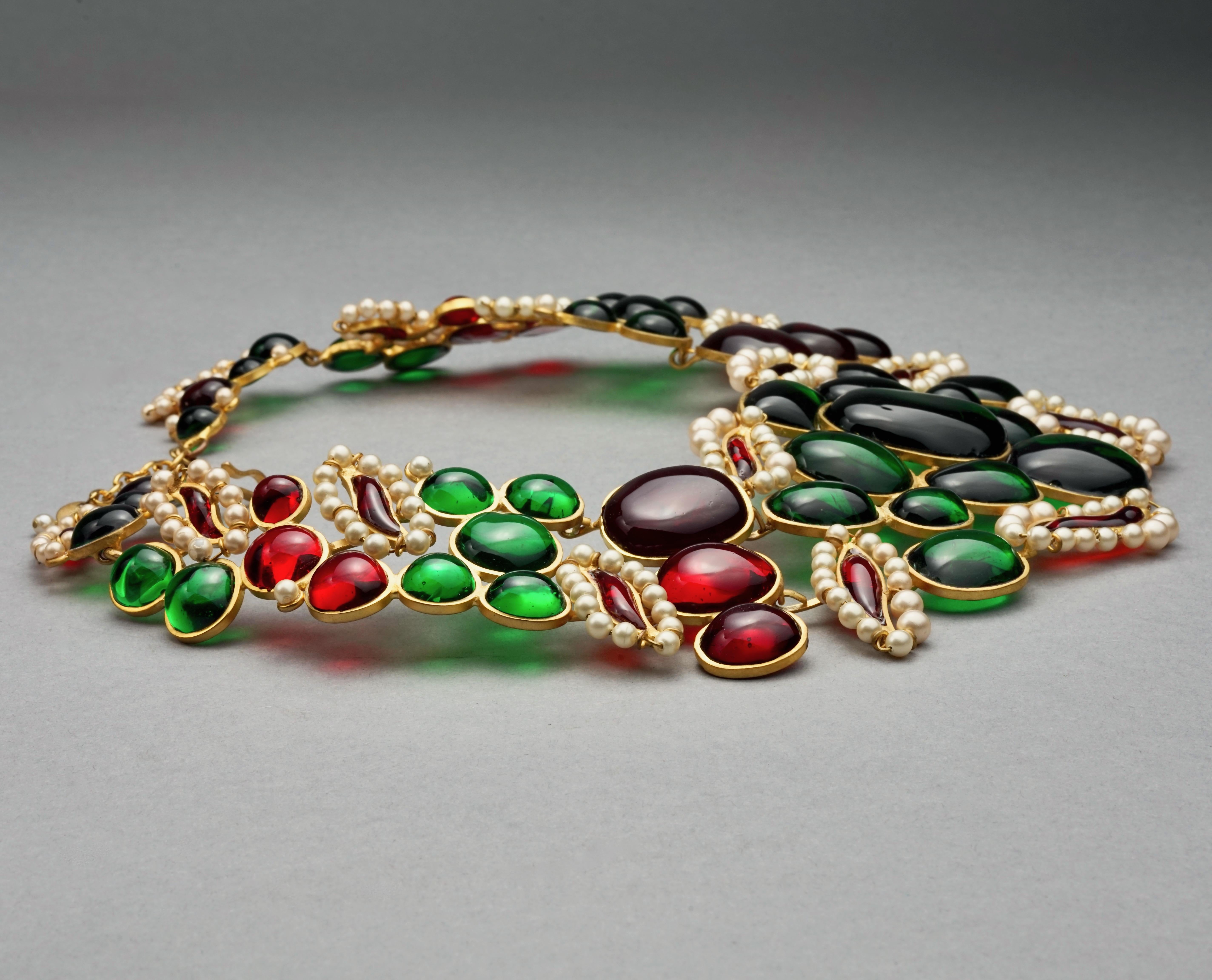 Women's Vintage Massive CHANEL MAISON GRIPOIX Poured Glass Choker Bib Necklace