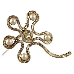 Vintage Massive CHANEL Spiral Flower Pearl Brooch