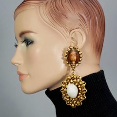 Vintage Massive CHANTAL THOMASS Gilt Seashells Dangling Earrings