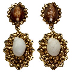 Vintage Massive CHANTAL THOMASS Gilt Seashells Dangling Earrings