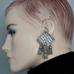 Vintage Massiv CHANTAL THOMASS Invertiert Quadratisch Multi Quaste Silber Ohrringe