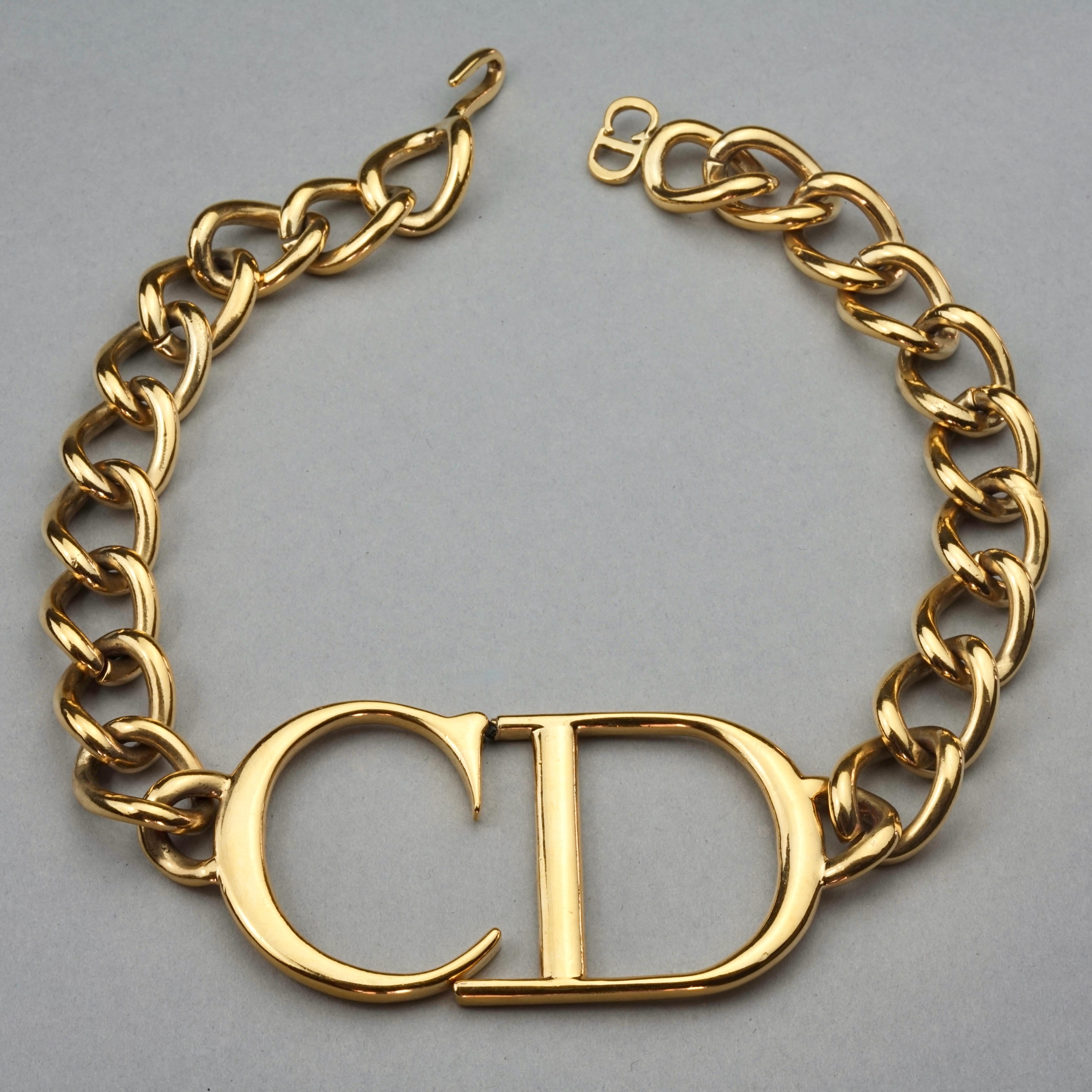 Vintage Massive CHRISTIAN DIOR by John Galliano Logo Monogram Chain Necklace 3