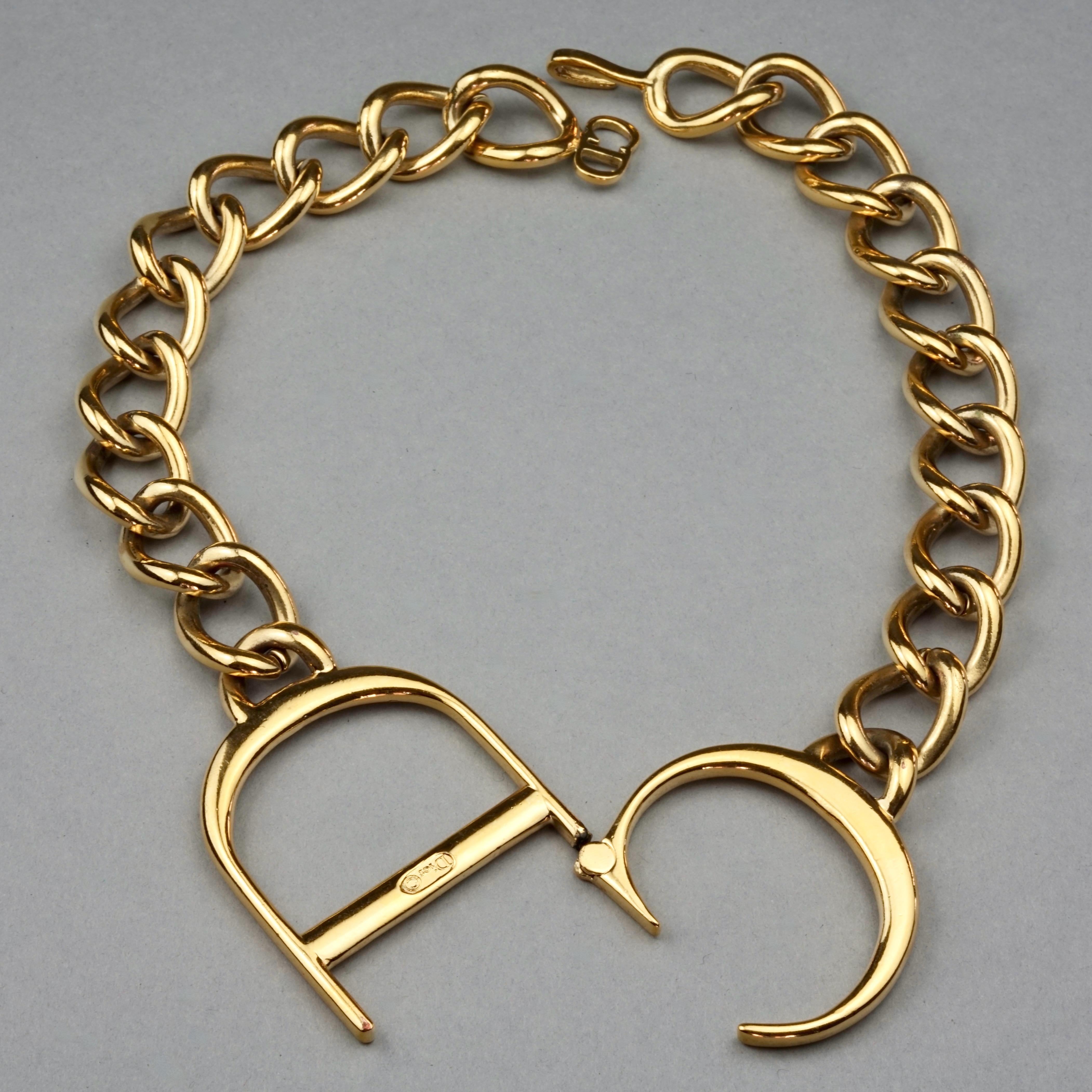 Vintage Massive CHRISTIAN DIOR by John Galliano Logo Monogram Chain Necklace 1