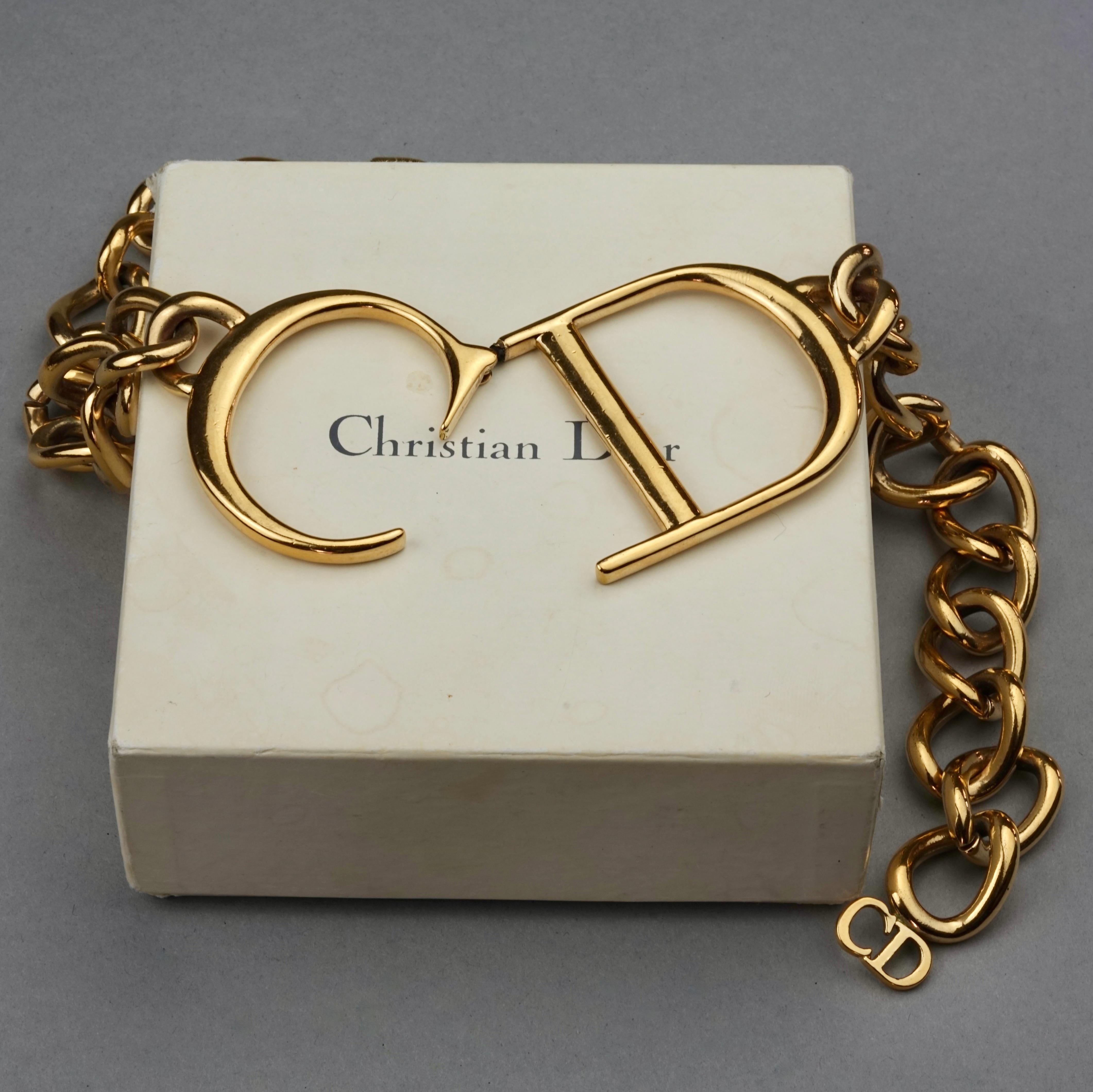 Vintage Massive CHRISTIAN DIOR by John Galliano Logo Monogram Chain Necklace 2