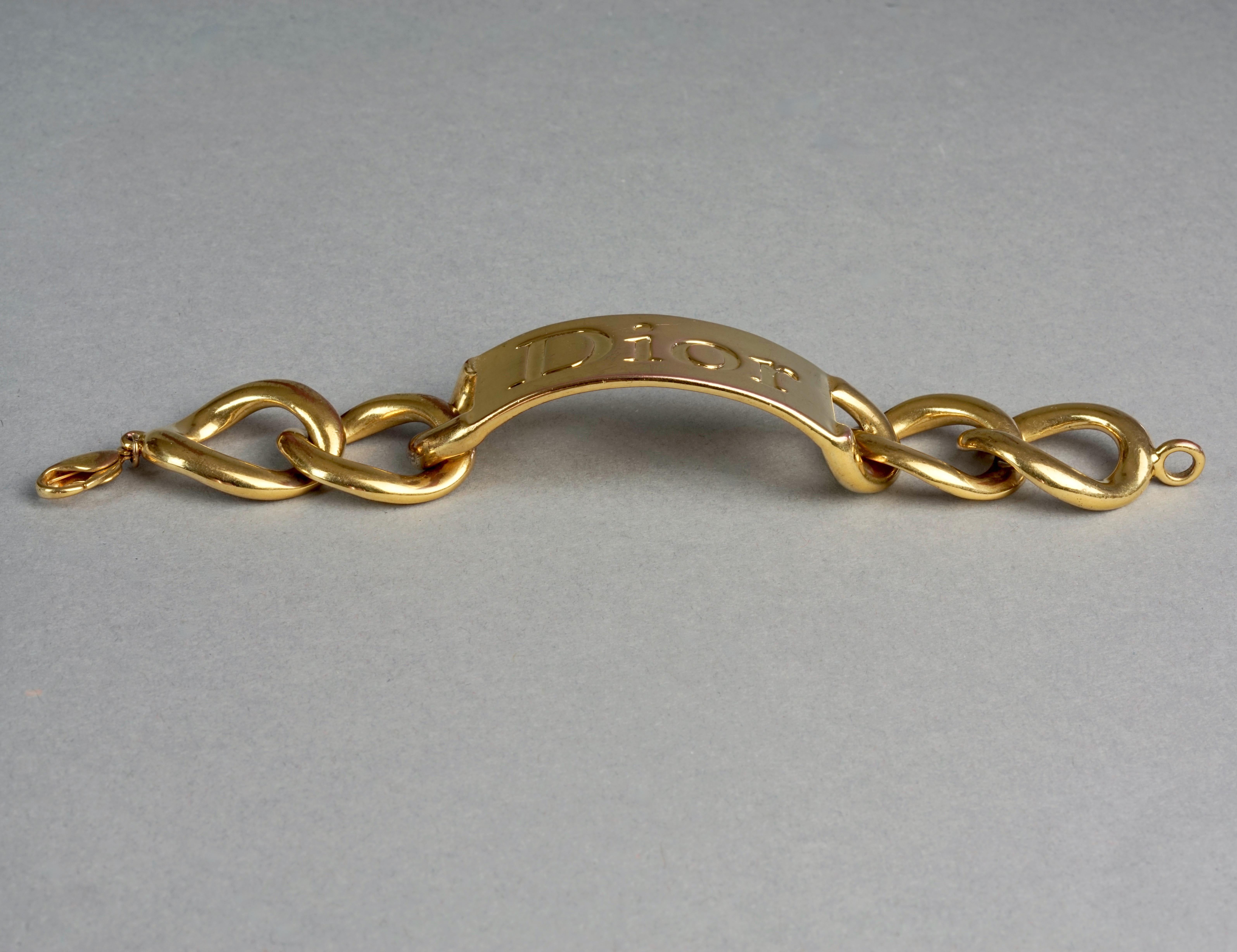 Vintage Massive CHRISTIAN DIOR by John Galliano Name Plate Chain Bracelet In Fair Condition In Kingersheim, Alsace
