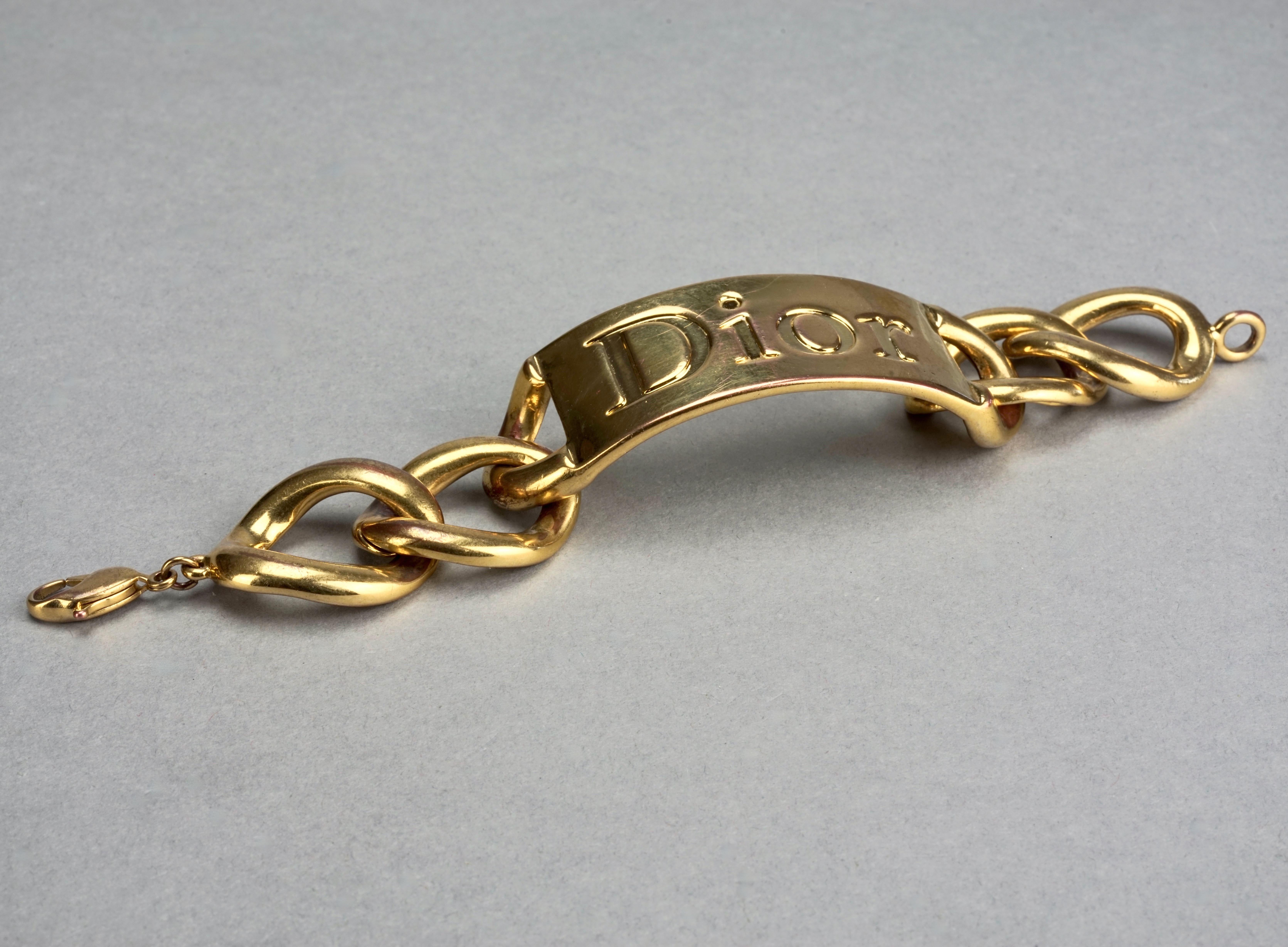 Vintage Massive CHRISTIAN DIOR by John Galliano Name Plate Chain Bracelet 2