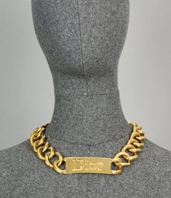 Vintage Massive CHRISTIAN DIOR by John Galliano Name Plate Chain Necklace