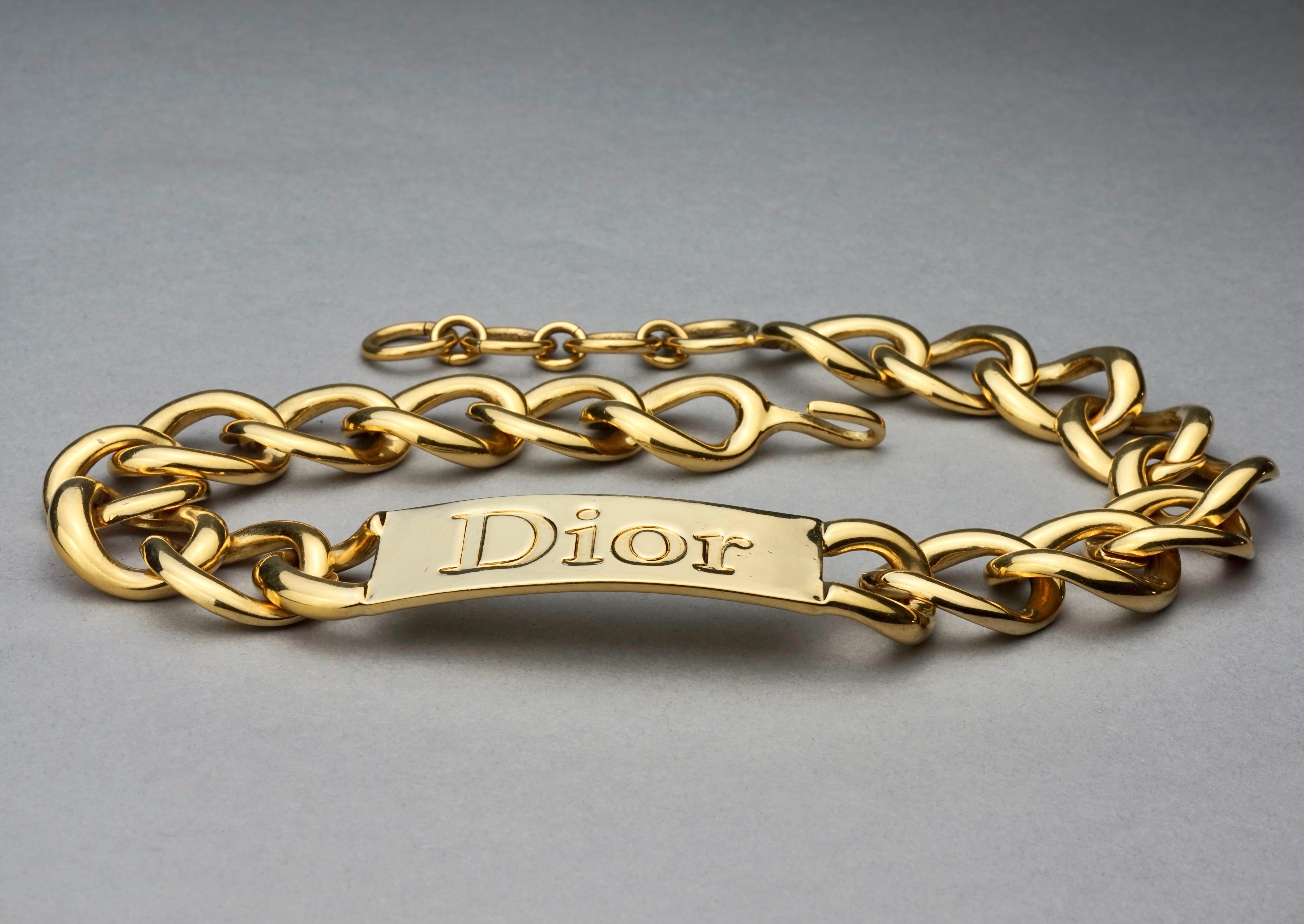 Vintage Massive CHRISTIAN DIOR by John Galliano Name Plate Chain Necklace In Excellent Condition In Kingersheim, Alsace