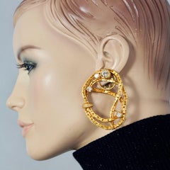 Vintage Massive CHRISTIAN DIOR Knotted Chain Rhinestones Earrings