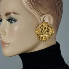 Vintage Massive CHRISTIAN DIOR Logo Insignia Mesh Earrings