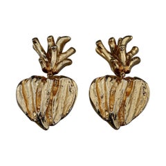 Vintage Massive CHRISTIAN LACROIX Branch Heart Earrings