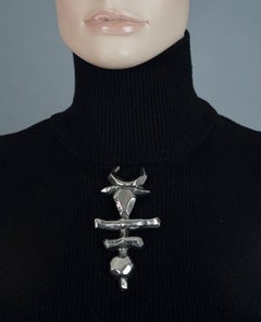 Vintage Massive CHRISTIAN LACROIX Bull Silver Modernist Brooch