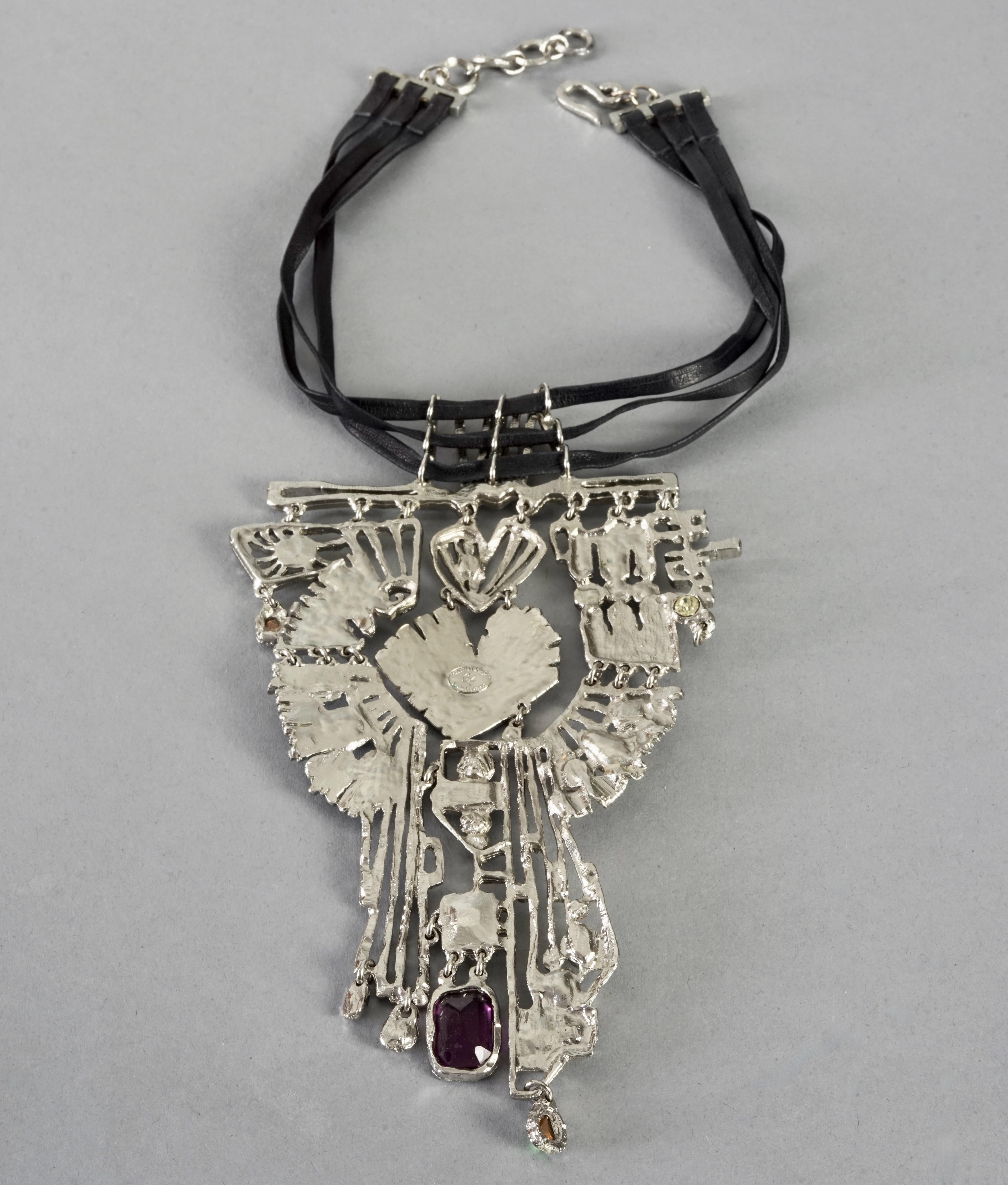 Vintage Massive CHRISTIAN LACROIX Dramatic Jewelled Cross Necklace For Sale 6