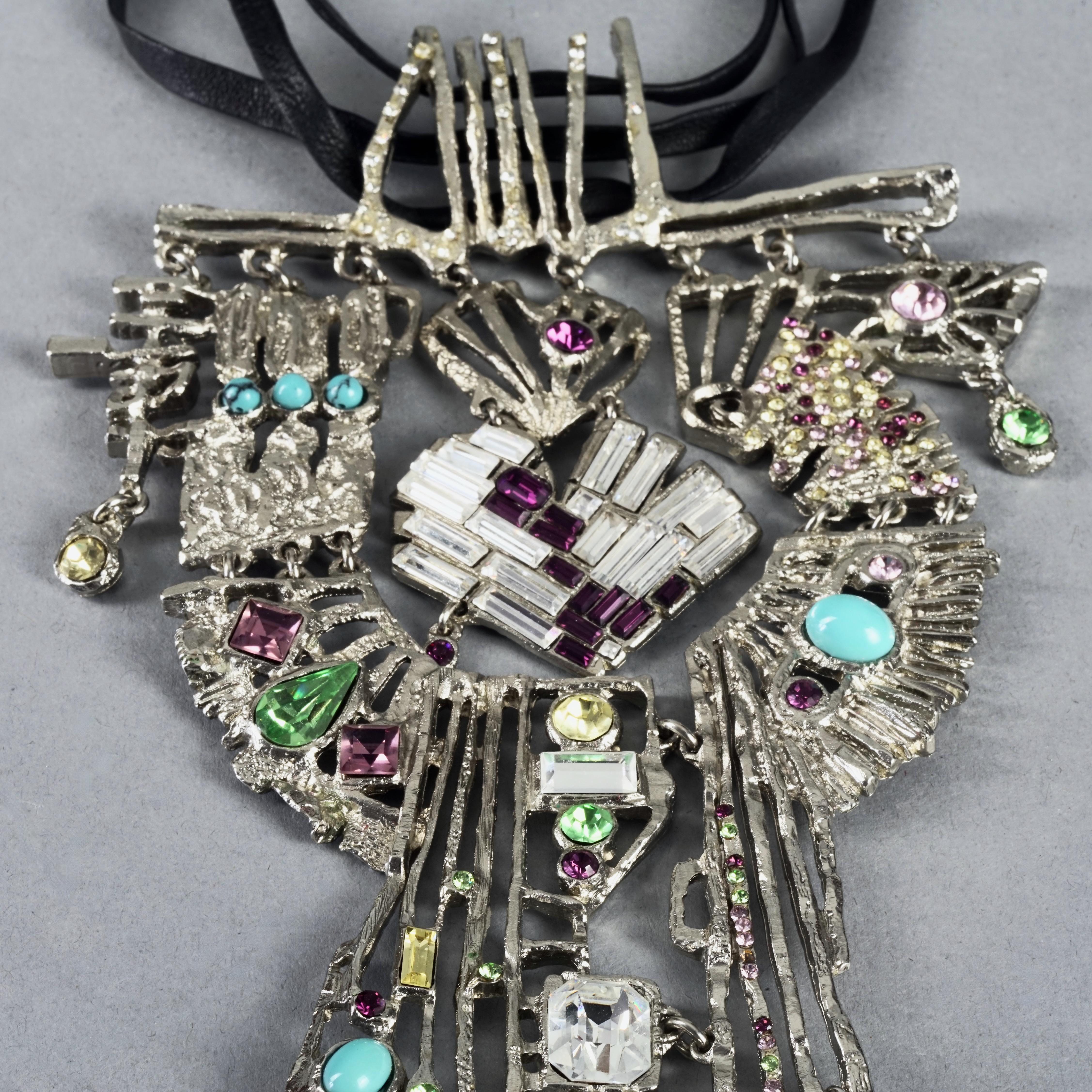Vintage Massive CHRISTIAN LACROIX Dramatic Jewelled Cross Necklace For Sale 2