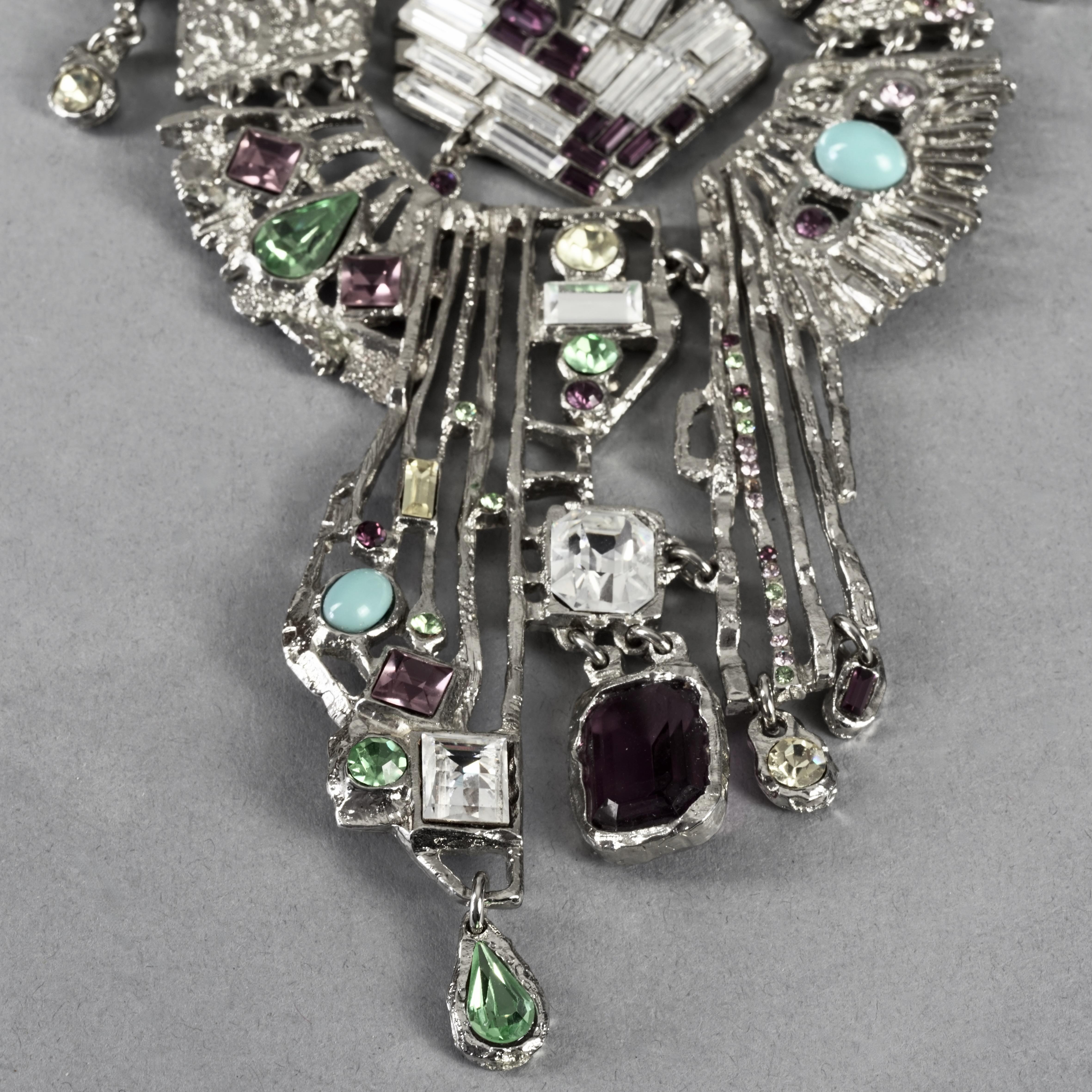 Vintage Massive CHRISTIAN LACROIX Dramatic Jewelled Cross Necklace For Sale 3
